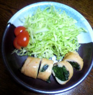 春菊の鶏肉巻き