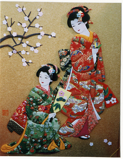 今月の押絵 一月「羽子板」
