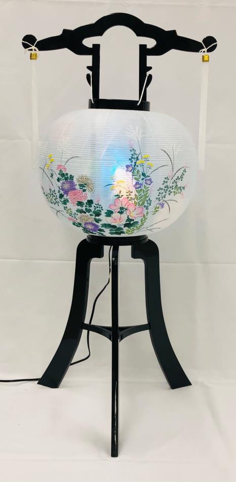 回転行灯 芙蓉 12号 色絵 ビニロン プラ足 電気コード式 税込6600円