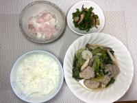メニュー組合せレシピ（肉団子と小松菜の煮込み、大根とハムのマリネ、ピーマンとシイタケのきんぴら）