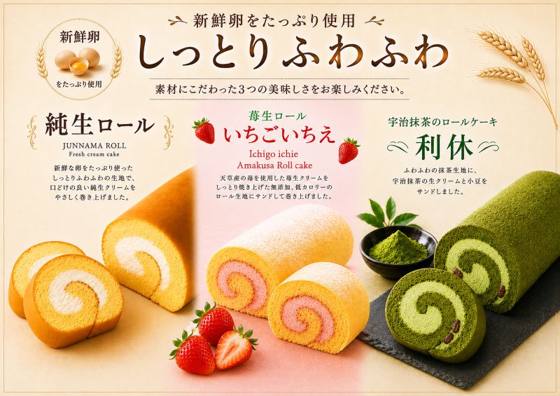 手土産に人気です生ロールケーキ