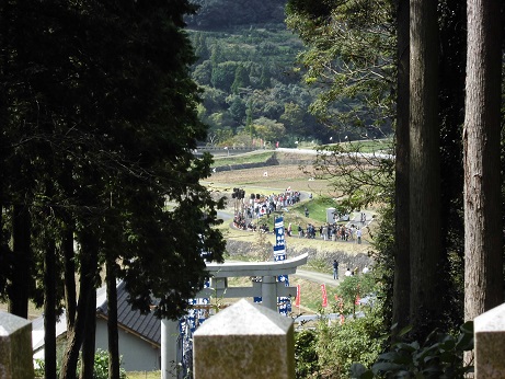 行列宮の上から