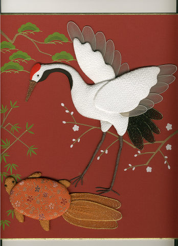 今月の押絵 ？月「 松竹梅鶴亀 」