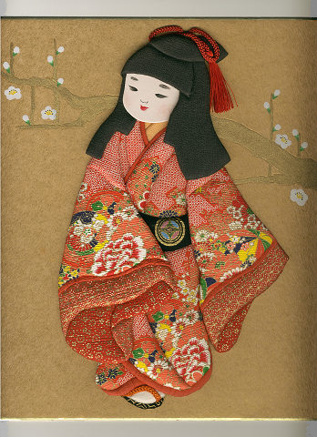 今月の押絵 二月「 梅と童女 」
