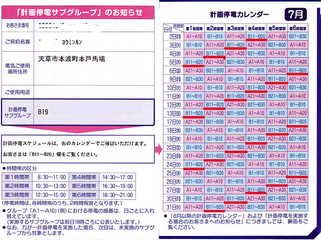 計画停電サブグループ