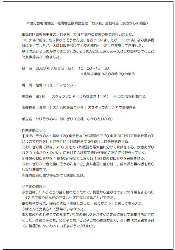 亀場七夕会報告1　20230702