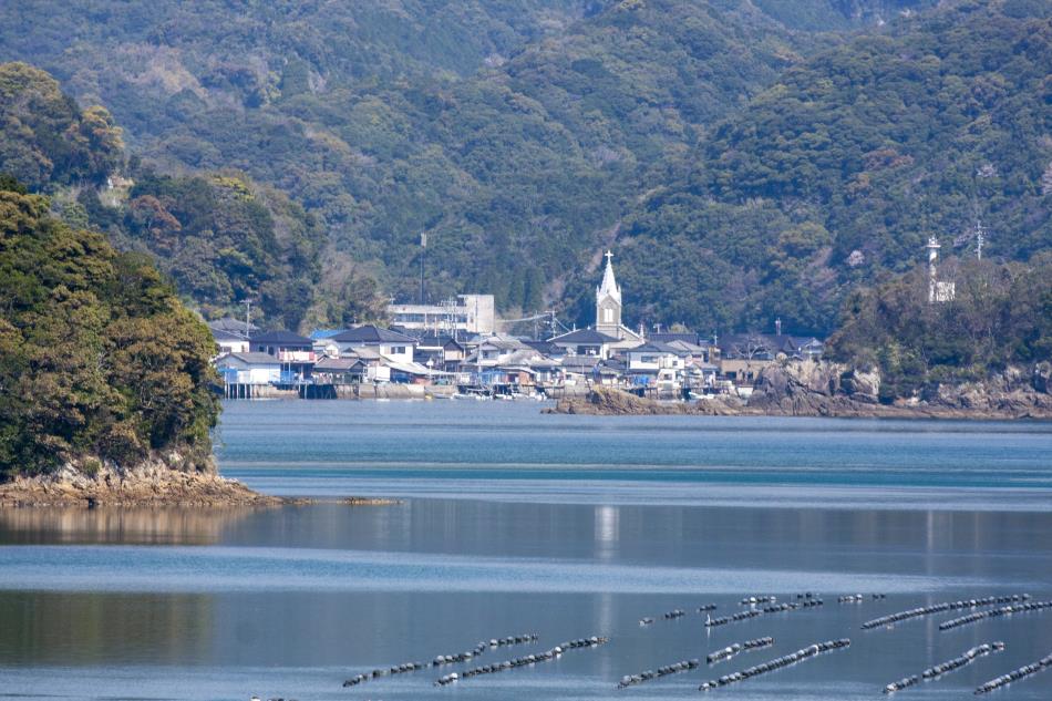崎津天主堂が見える丘