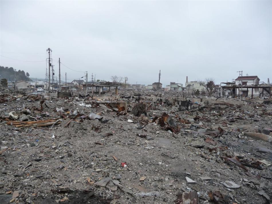 ⑥火災により焼け野が原となったJR陸中山田駅周辺