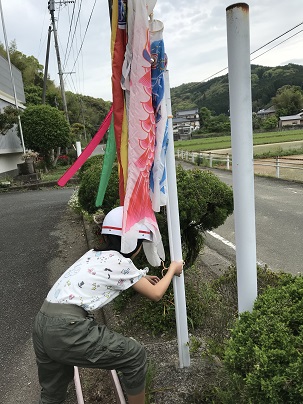 鯉のぼり片づけ